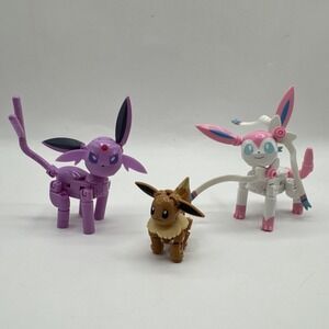 Mega Construx Pokemon Eevee Evolution Figures Sylveon Espeon 4" Lot